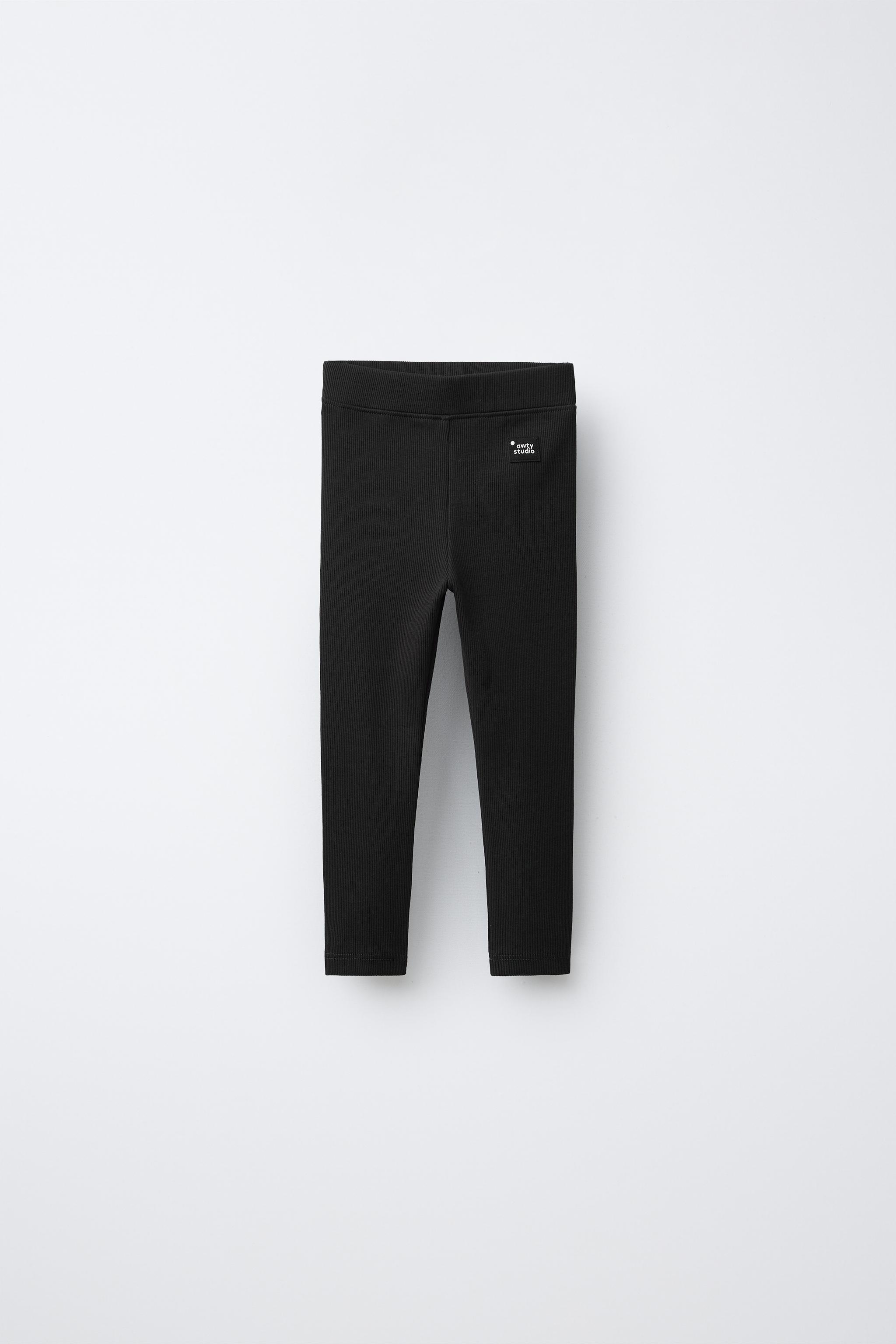RIBBED LEGGINGS WITH LABEL